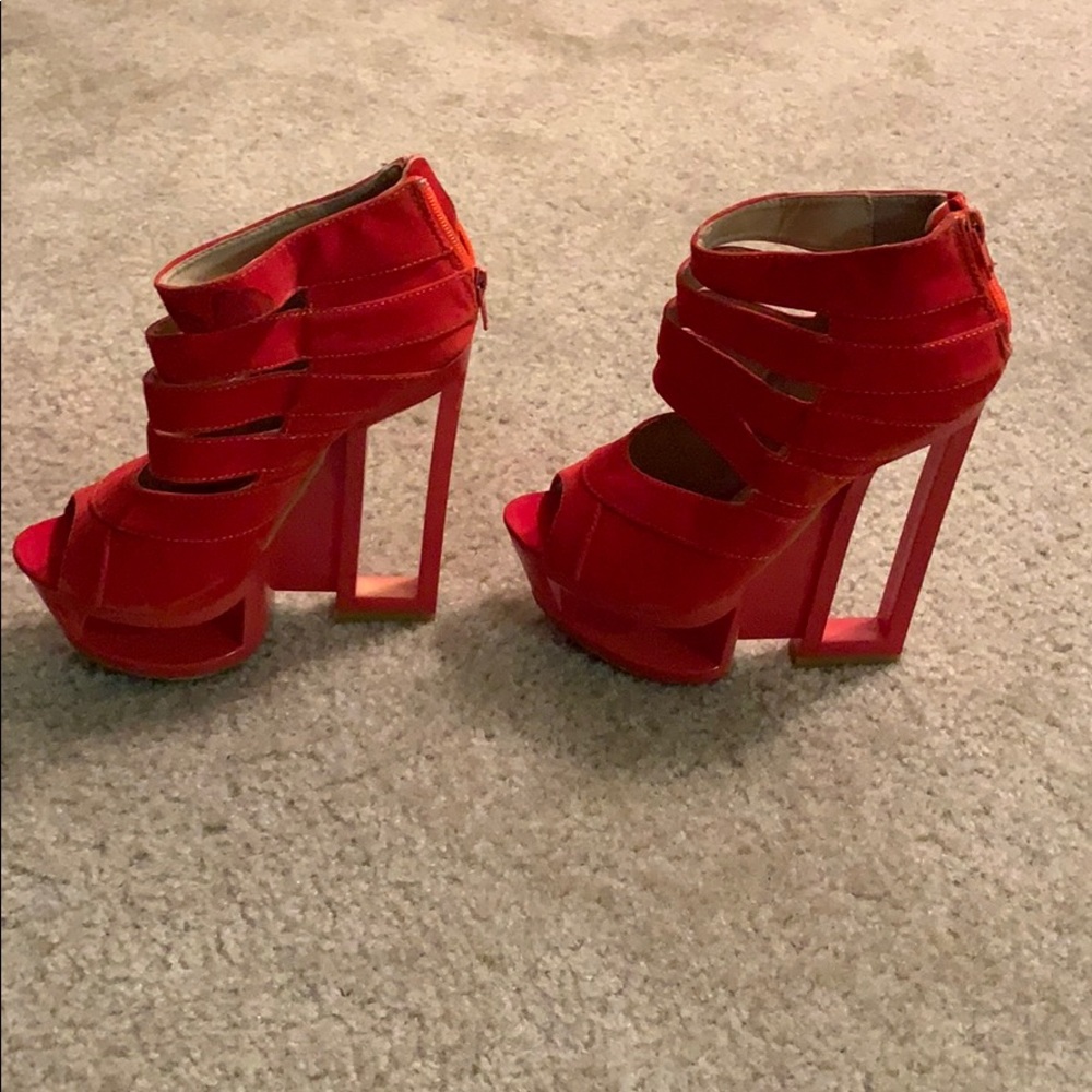 Orange platform heels